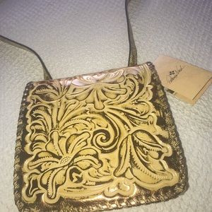 Tool leather metallic Crossbody purse